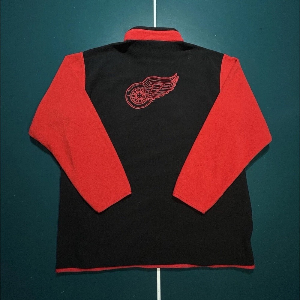 Detroit‎ Red Wings 1/4 Zip Pullover Sweatshirt Men's XL Black Red Embroidered